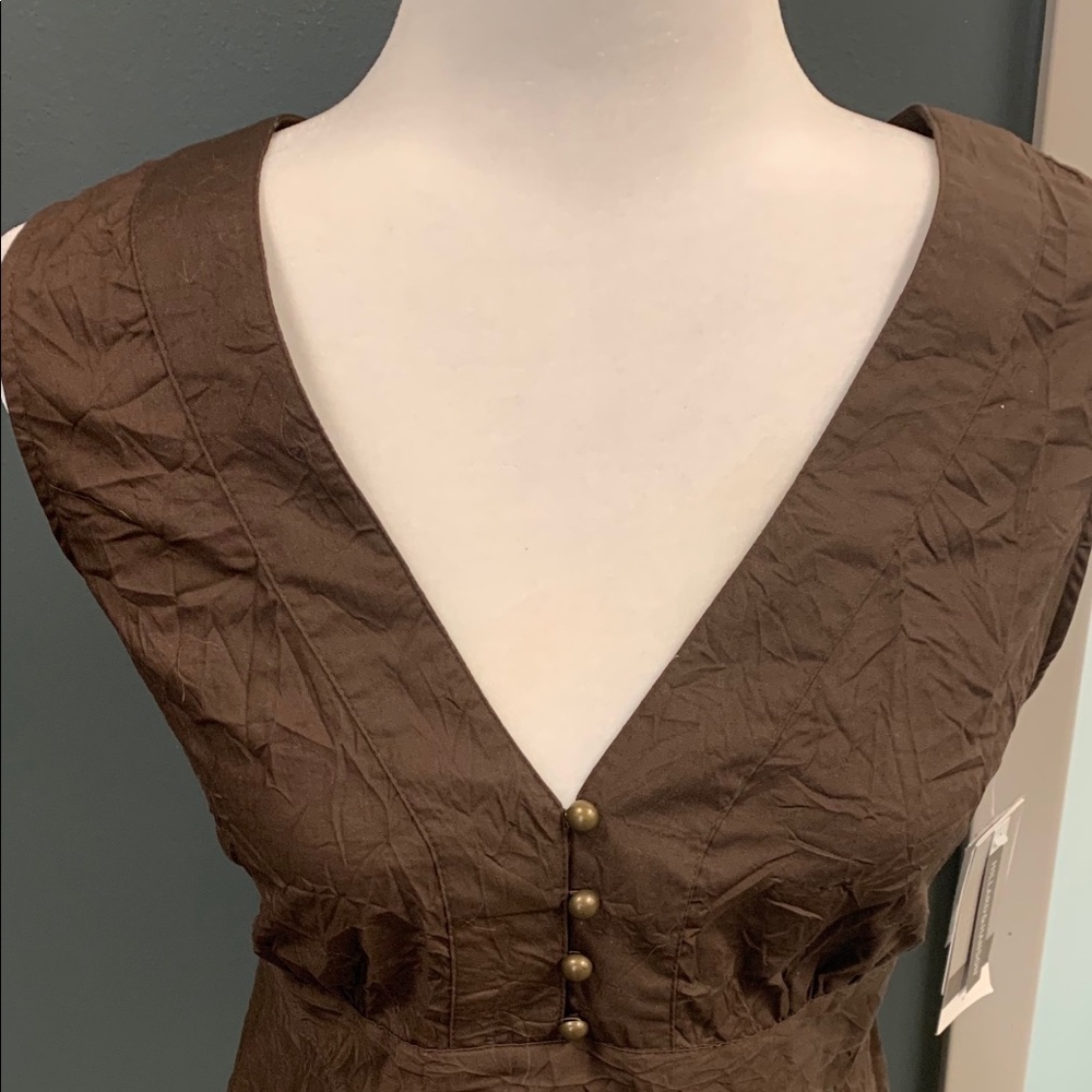 Brown belted crinkle shirt